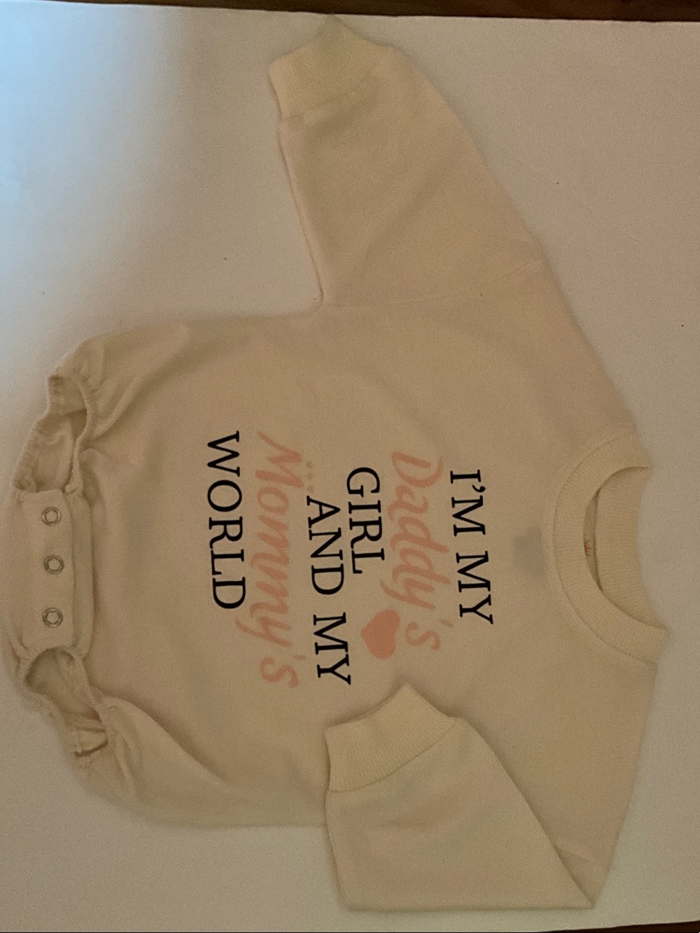 Cream Baby Bodysuit - "I'm My Daddy's Girl and My Mommy's World" Sz 0-3 Mo.